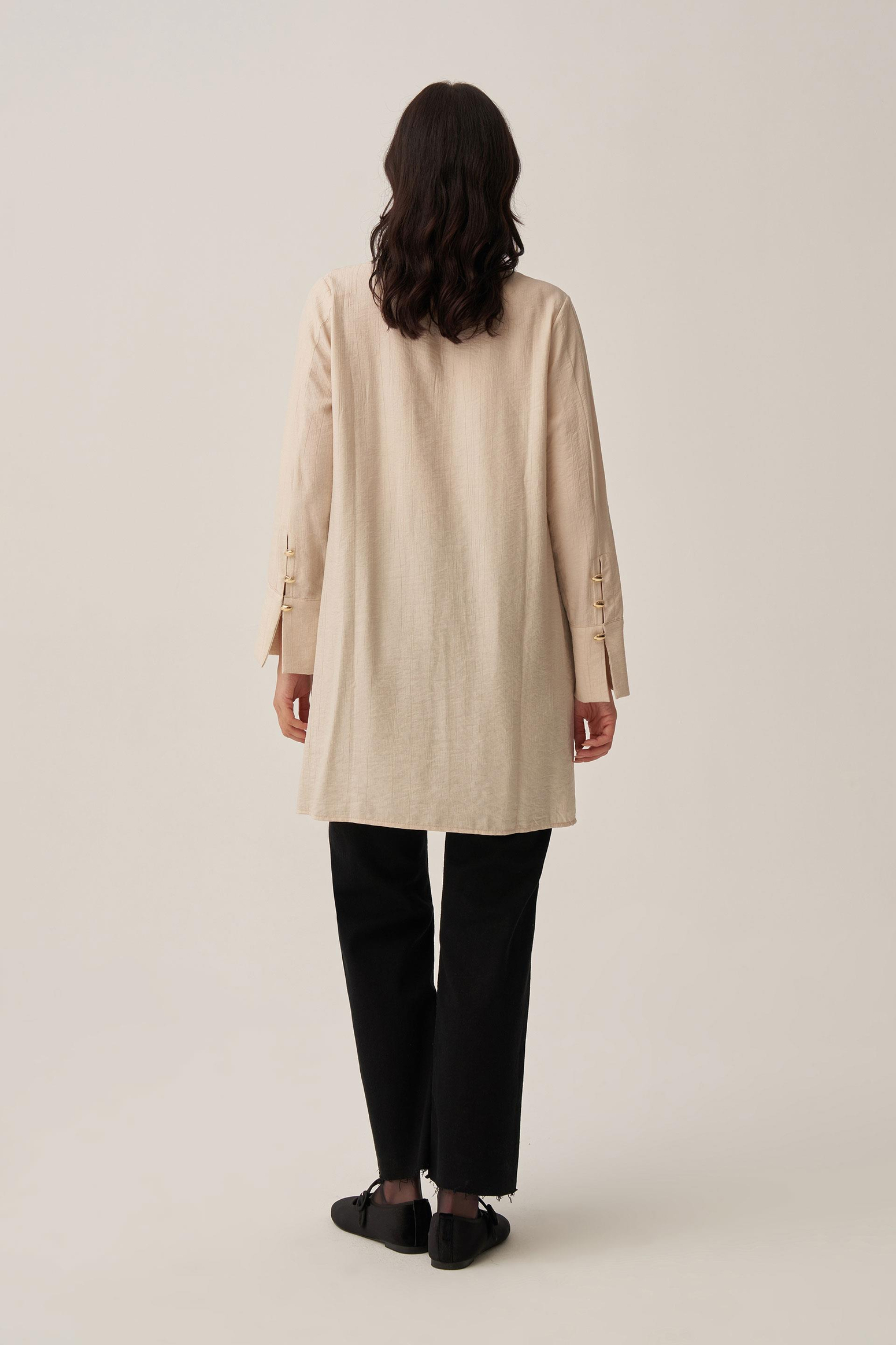 Taş-Kırışık Efektli Şık Poplin Gömlek