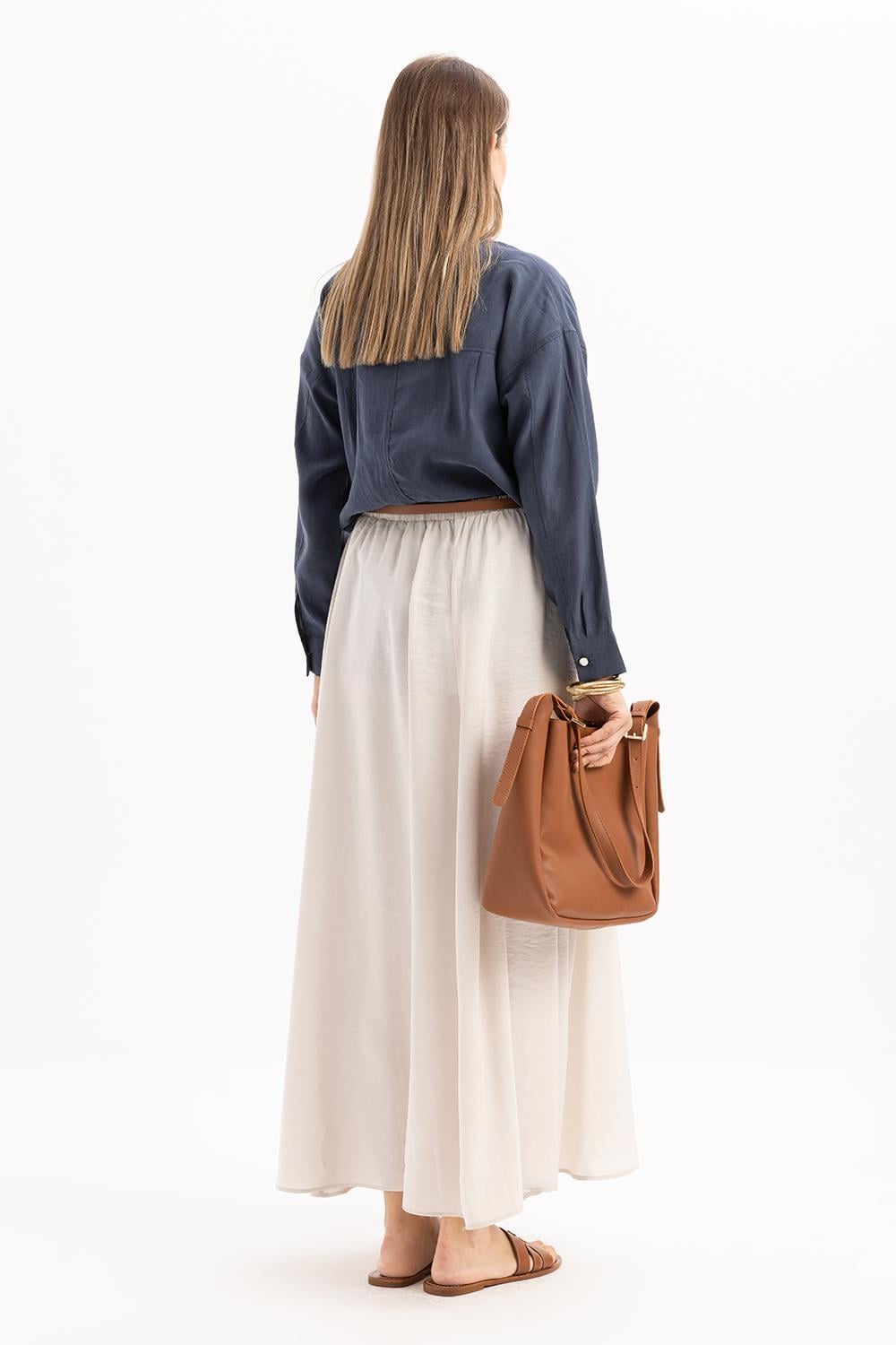 Stone-Patterned Pleated Skirt
