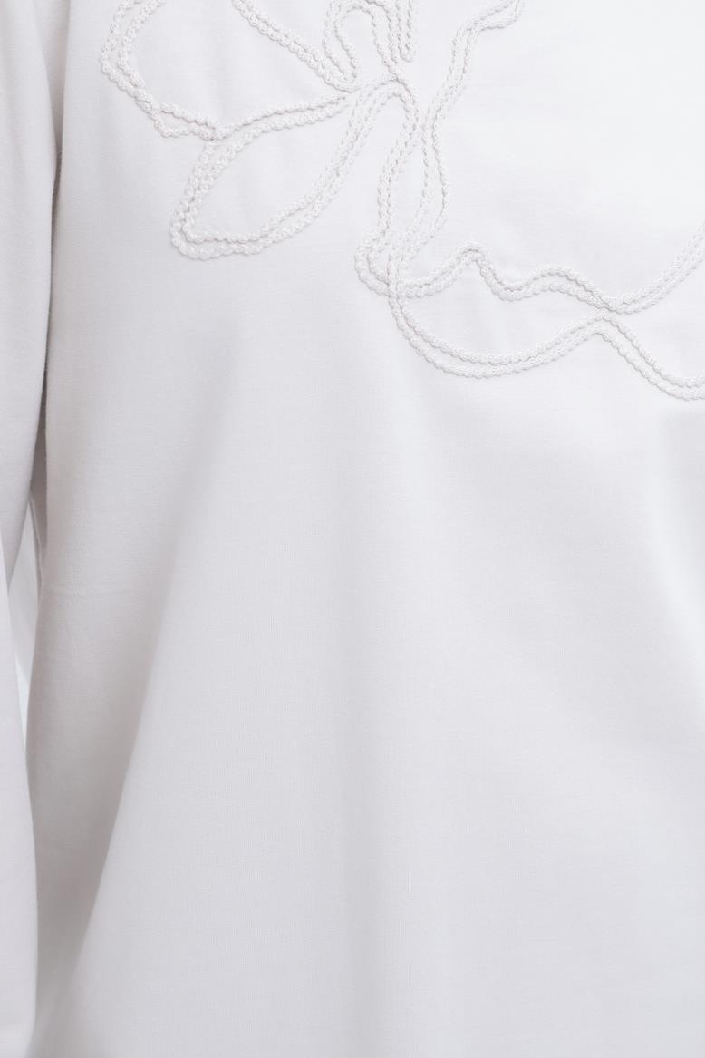 Stone-Sleeve Appliqué Striped Sweatshirt