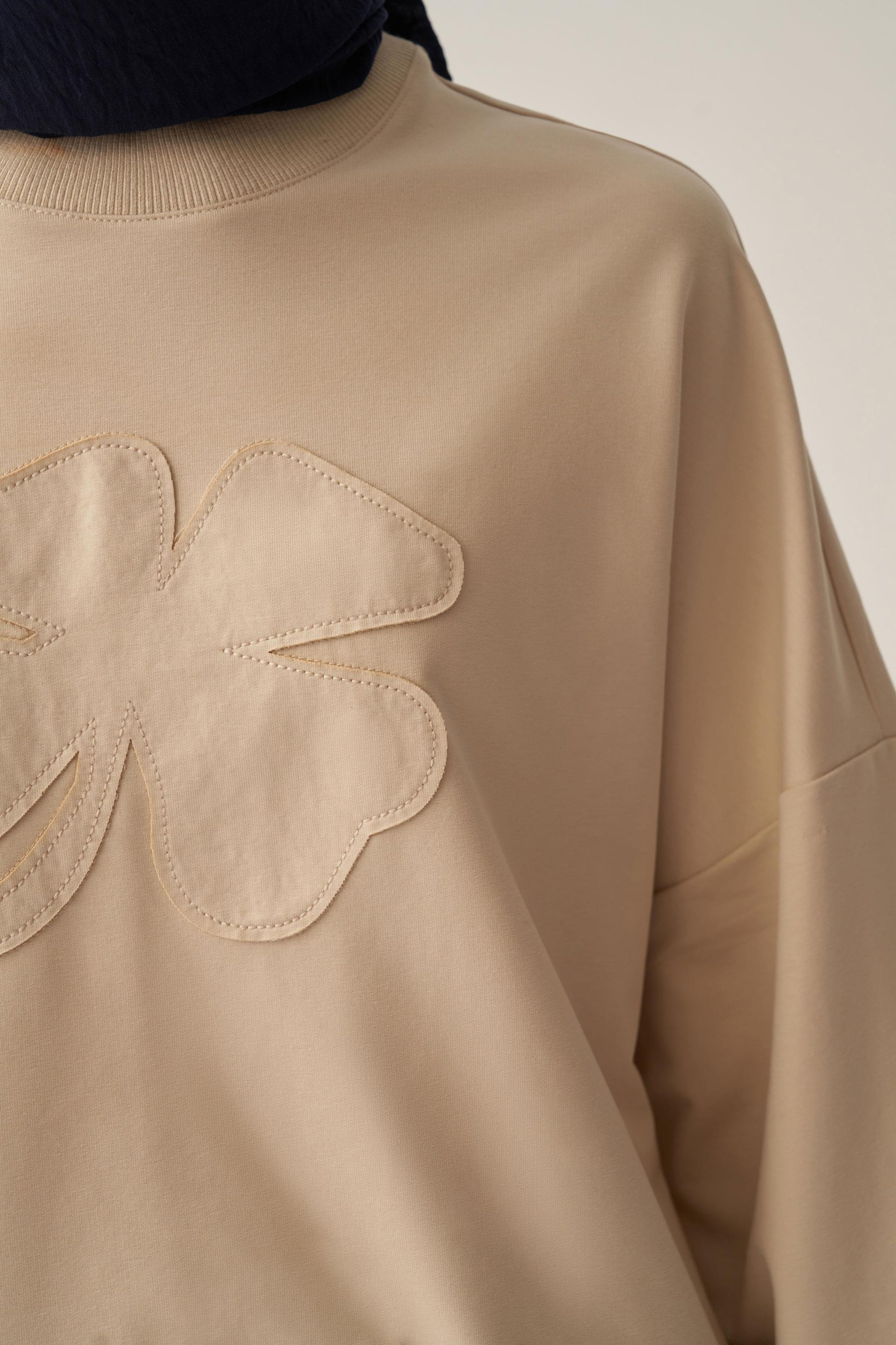 Taş-Pamuklu Aplikeli Sweatsirt