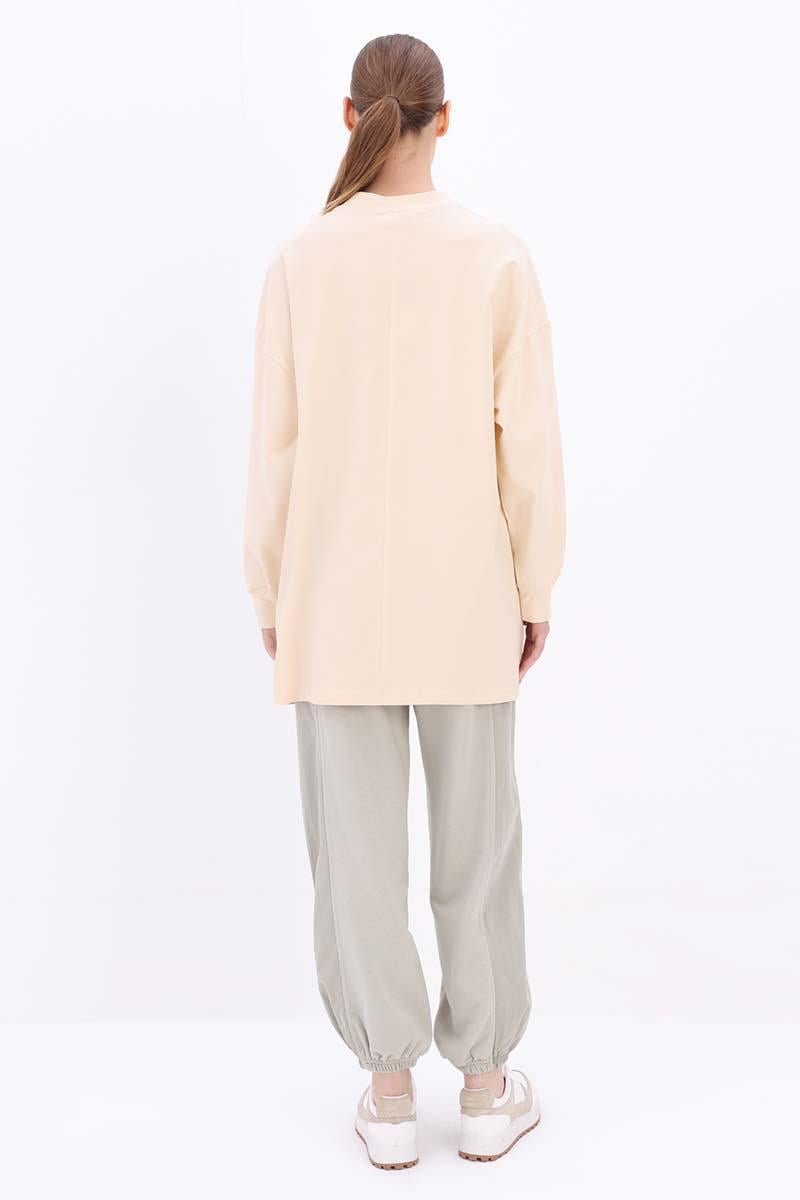 Taş-Pamuklu Baskılı Sweat Tunik