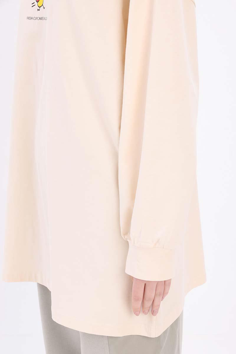 Taş-Pamuklu Baskılı Sweat Tunik