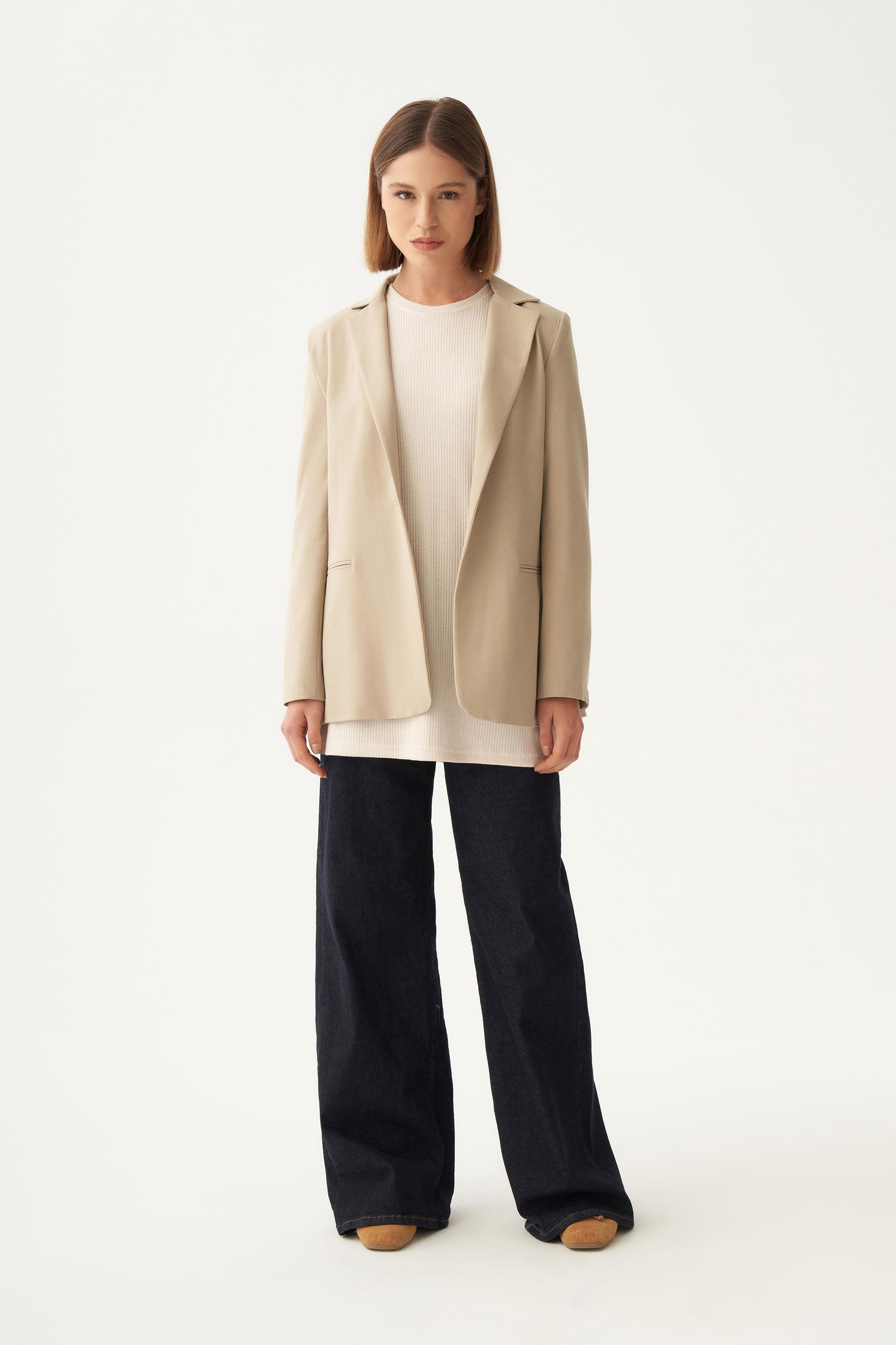 Taş-Pamuklu Fitilli Kolsuz Likralı T-Shirt