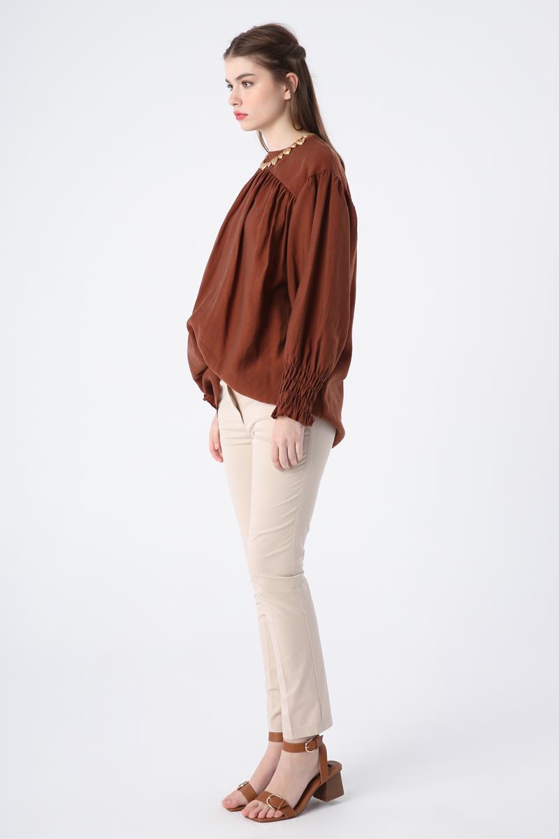 Taş-Pamuklu Ütü İzli Cepli Likralı Dar Paça Pantolon