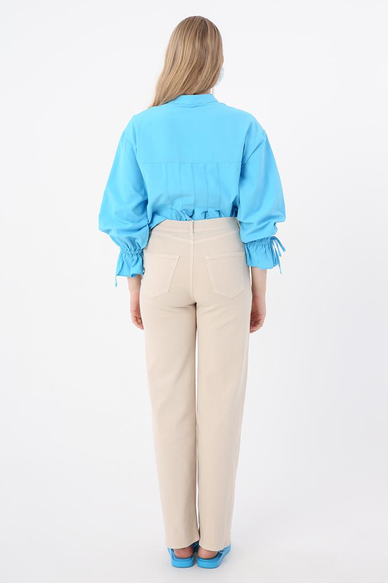 Taş-Pamuklu Wide Leg Likralı Pantolon