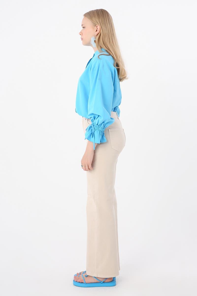 Taş-Pamuklu Wide Leg Likralı Pantolon