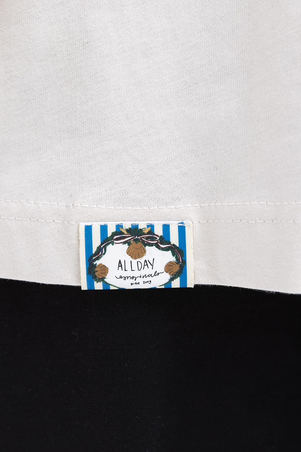 Stone-Sleeve Appliqué Striped Sweatshirt