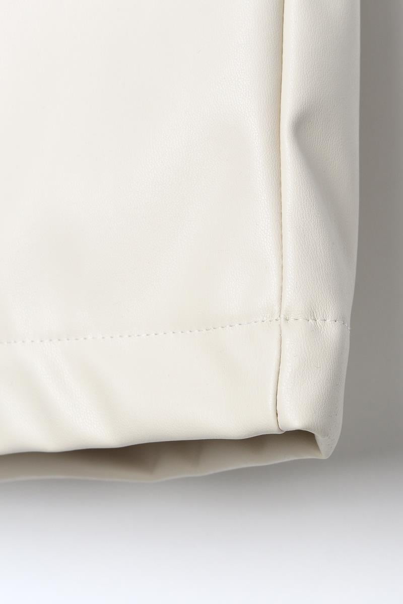 Stone-Side Zipper Stitching Detailed Faux Leather Trousers