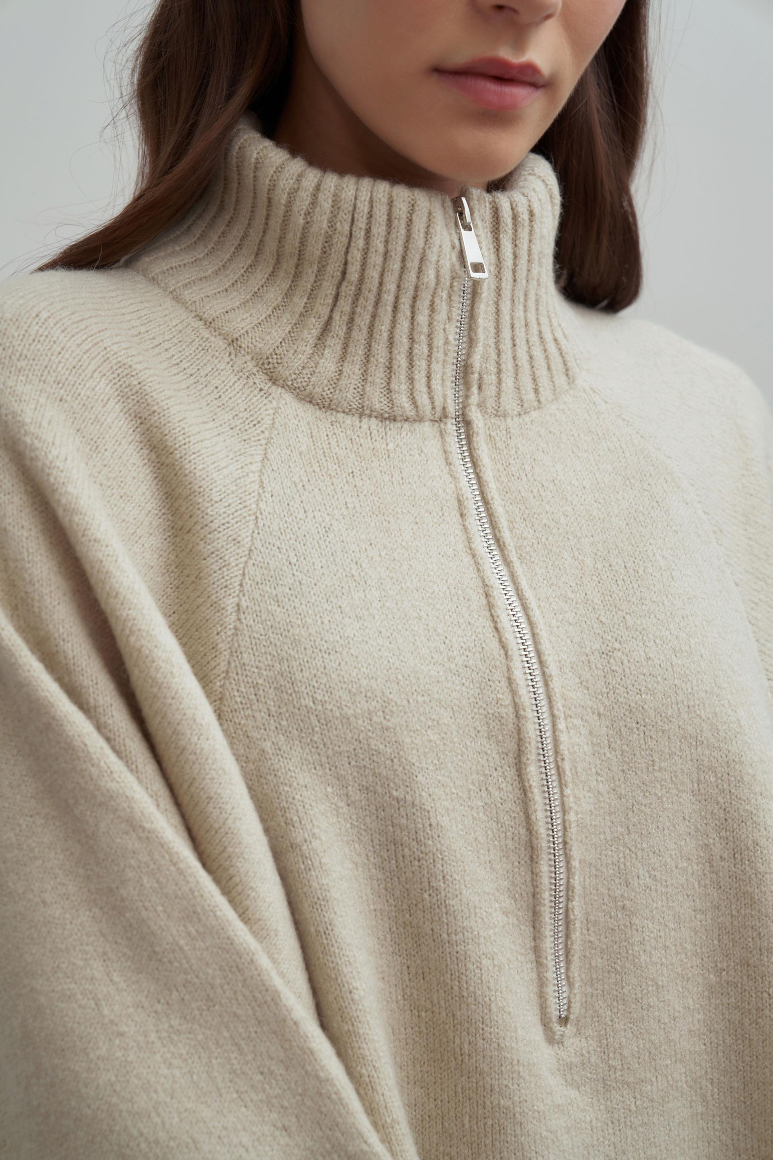 Taş-Yarım Fermuarlı Kazak