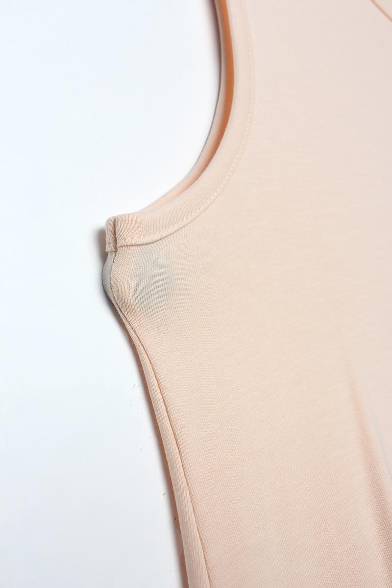 Ten-Pamuklu Bisiklet Yaka Kolsuz İçlik Elbise