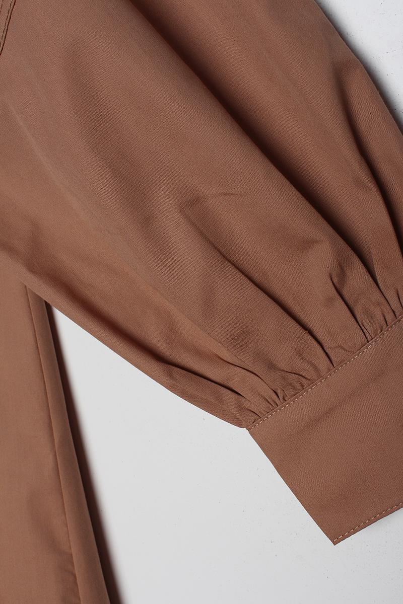Toprak-Oversize Büyük Cepli Eteği Oval Kesim Uzun Tunik