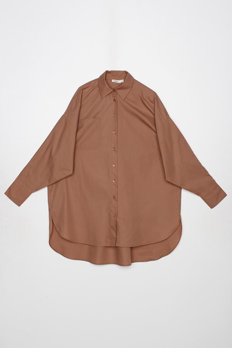Toprak-Oversize Cepli Gömlek Tunik