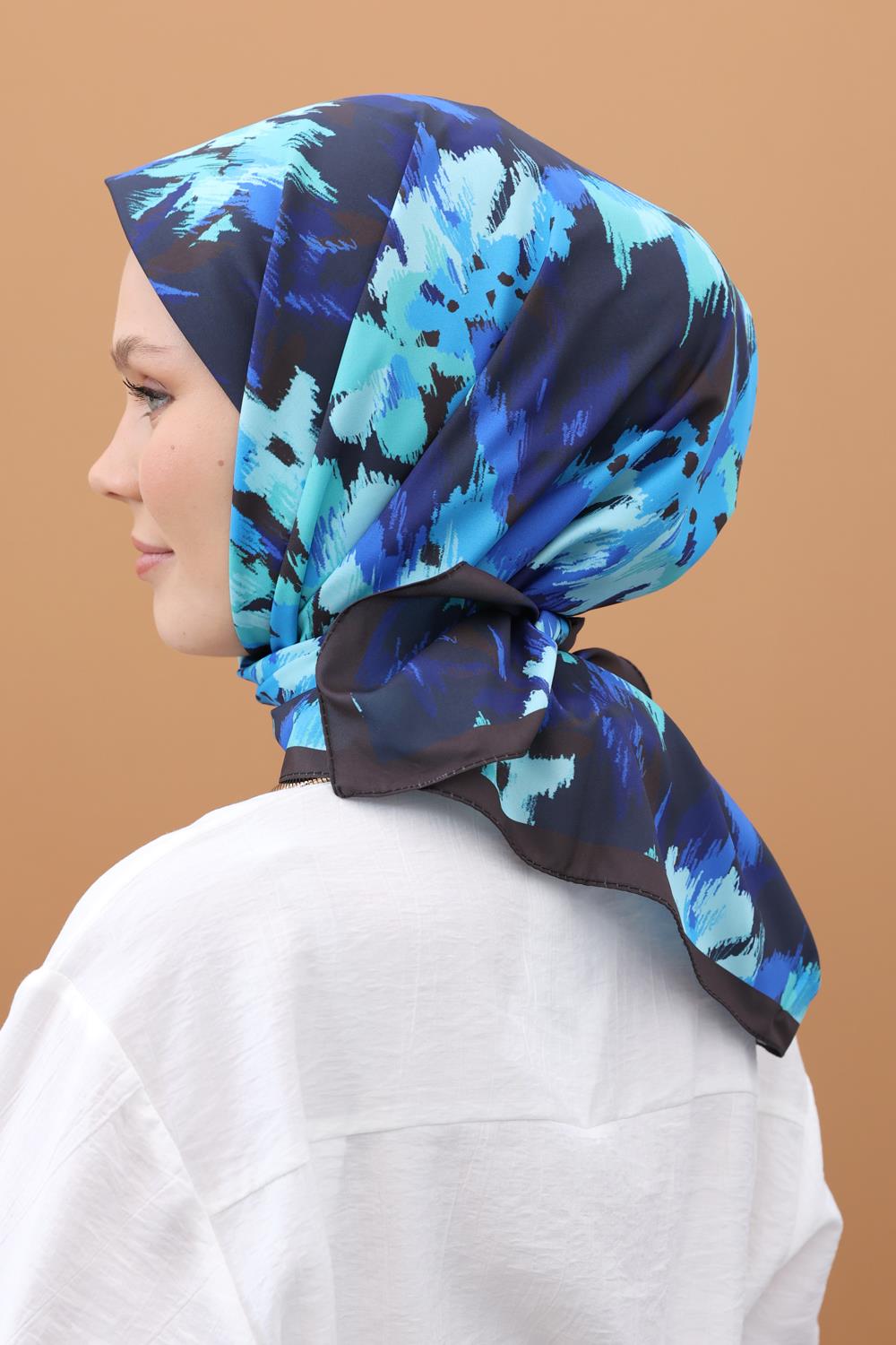 Turqoise-Patterned Cotton Viscose Shawl