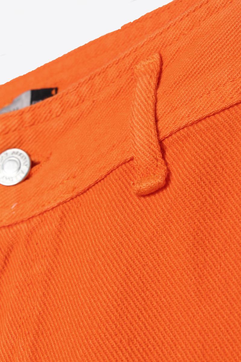 Orange-100% Cotton High Waist Wide Leg Trousers