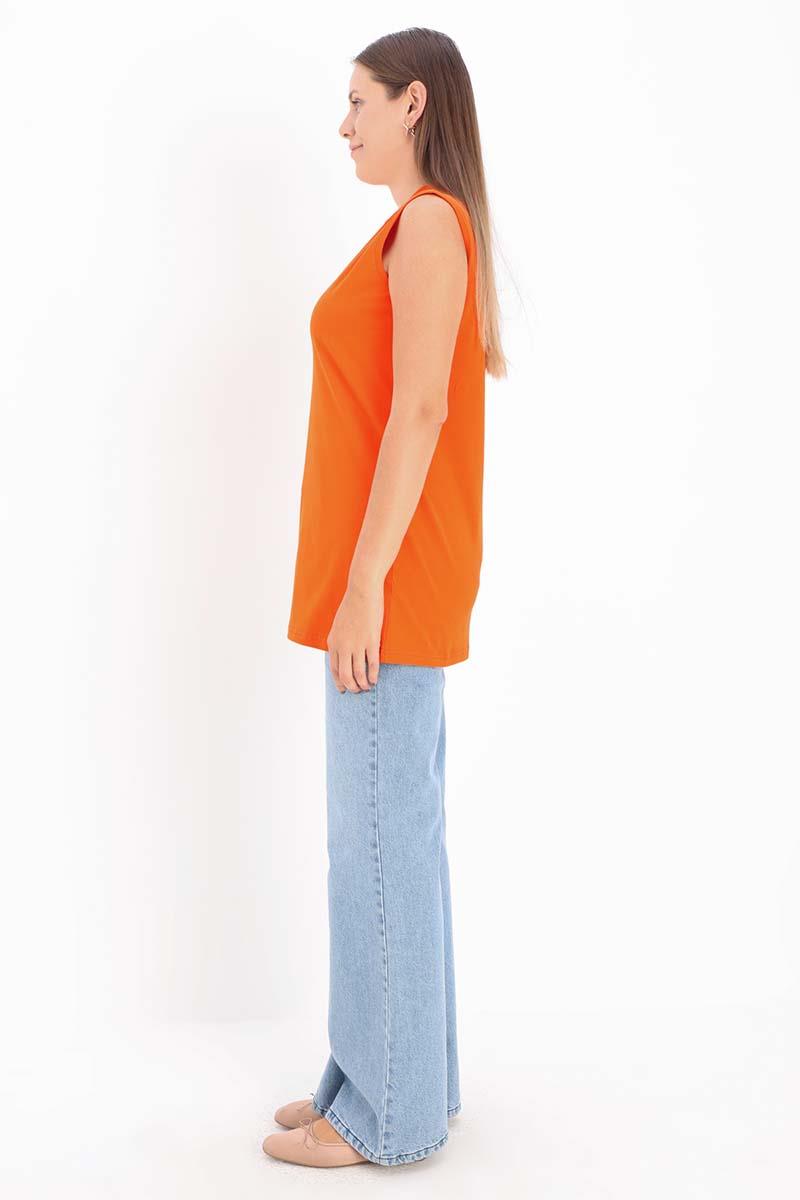 Orange-Sleeveless T-Shirt Tunic