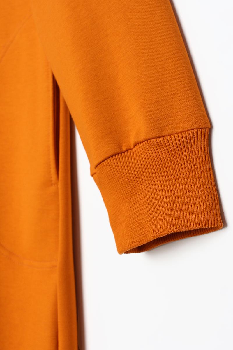 Turuncu-Pamuklu Renkli Bağcıklı Relax Kalıp Sweat Tunik