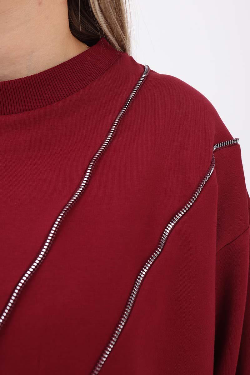 Vişne-SÜS FERMUARLI SWEAT TUNİK