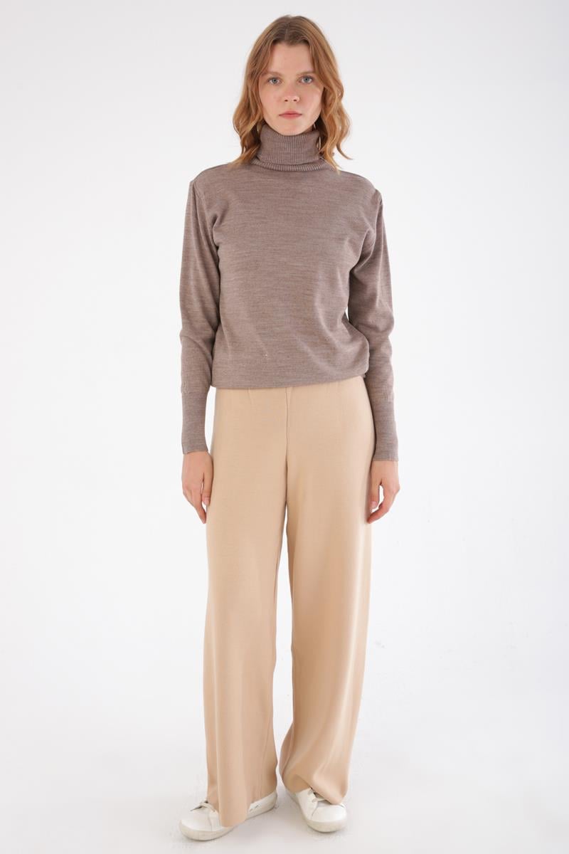 Mink-Turtleneck Short Knitwear Sweater