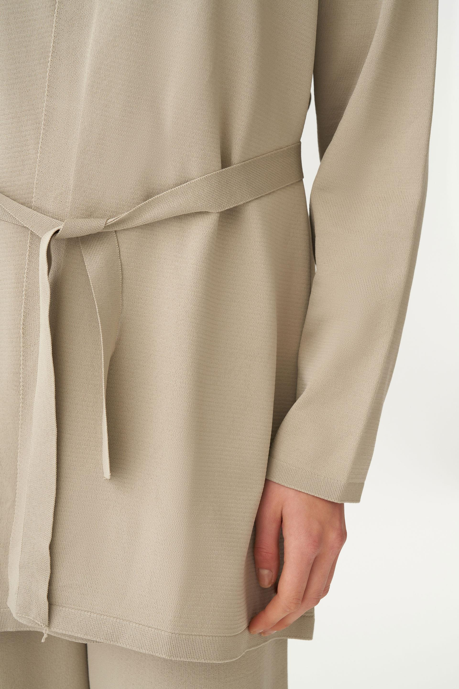 Vizon-Belden Baglamalı Triko Pantolonlu Takım