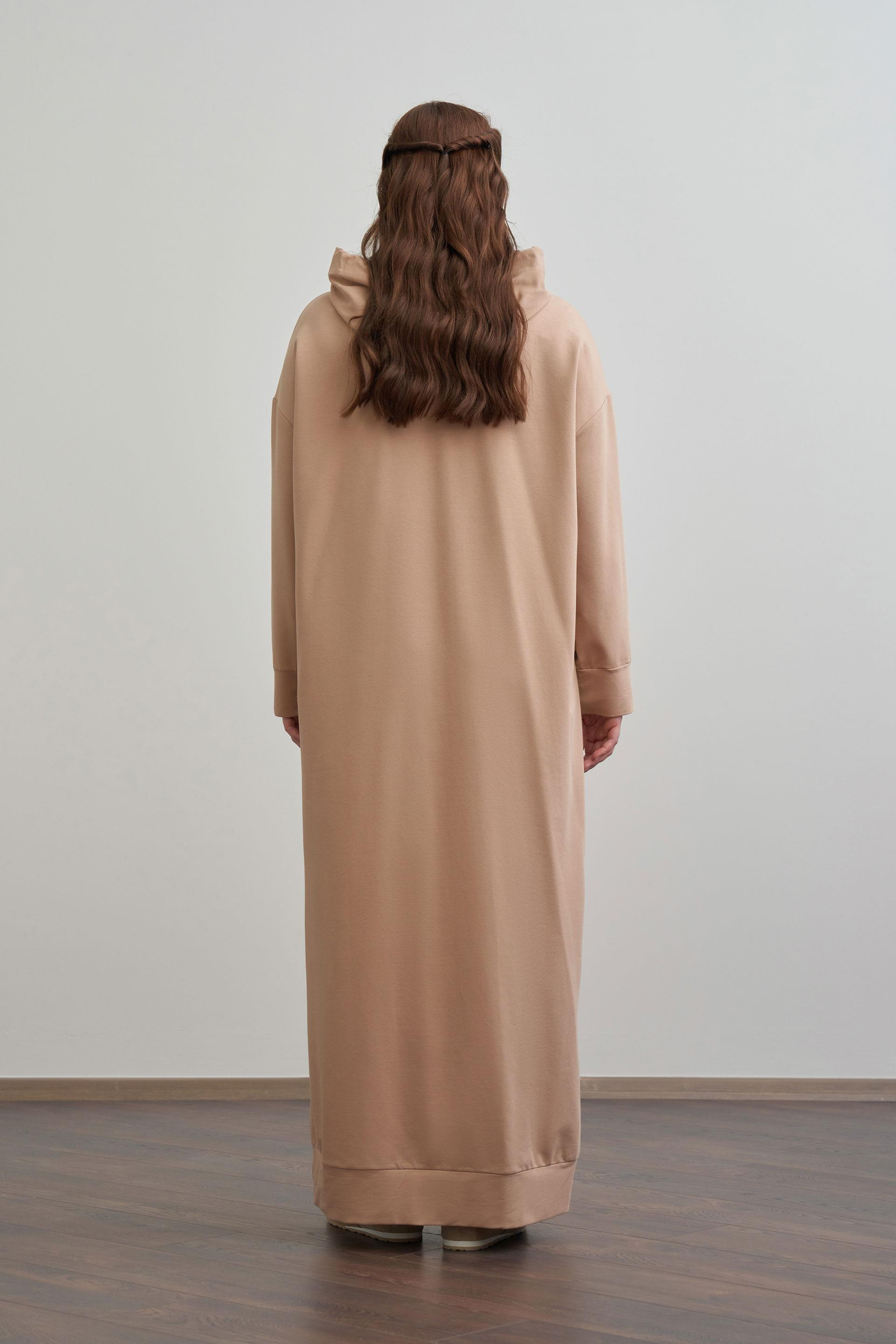 Vizon - Plus Size Hooded Stretch Basic Dress