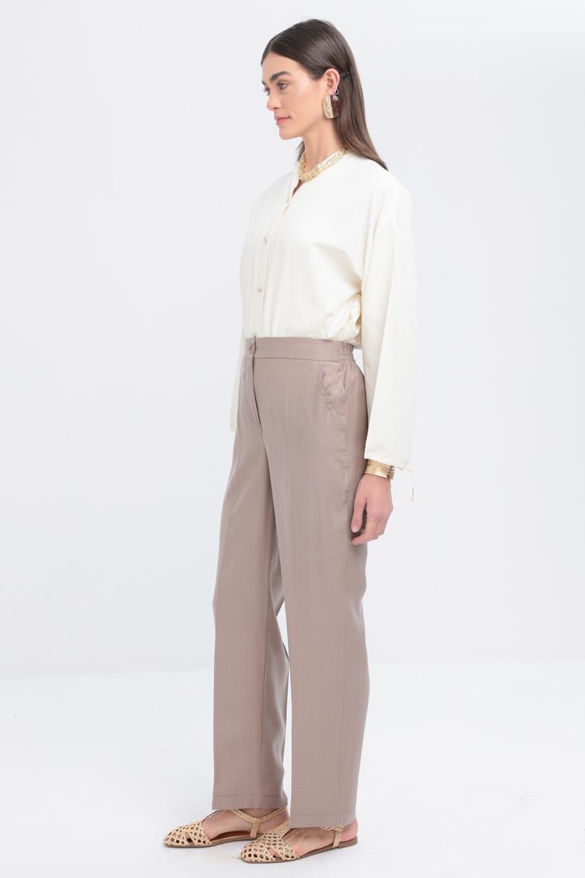Mink-Pocket Tube Leg Trousers