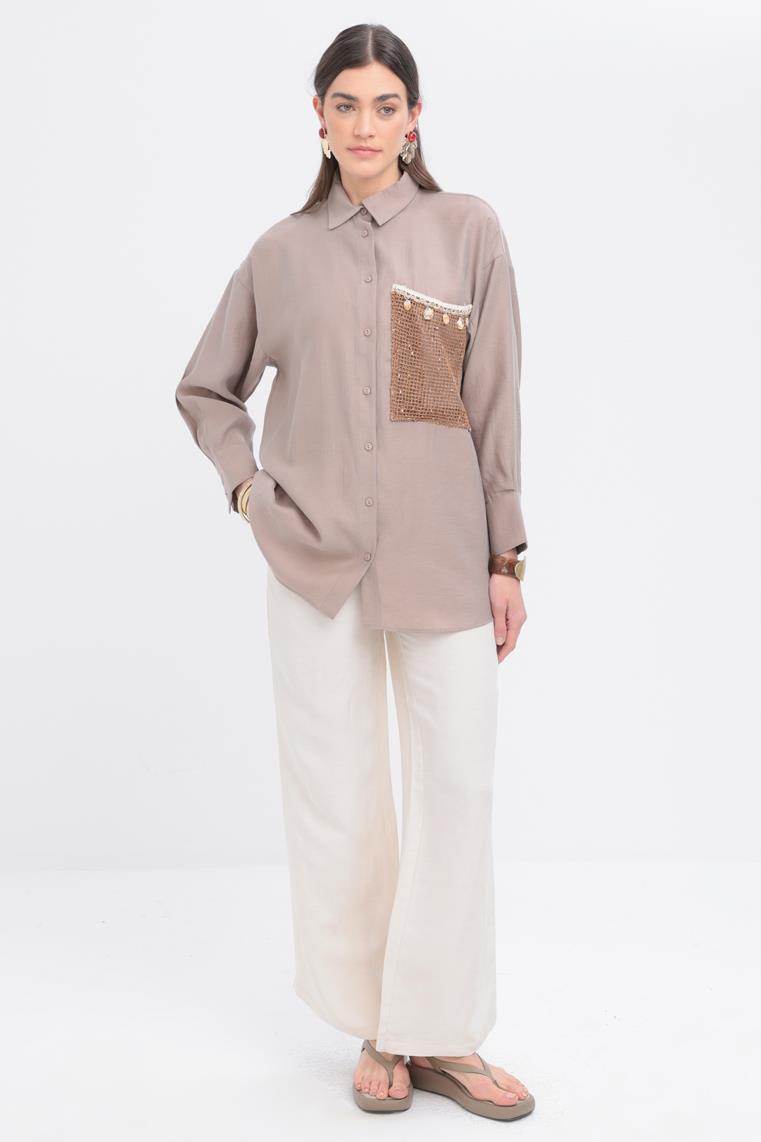 Mink-Shirt Pocket Detailed Shirt Tunic