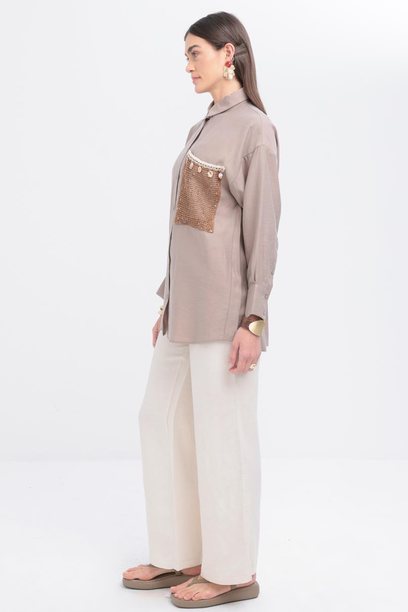 Mink-Shirt Pocket Detailed Shirt Tunic