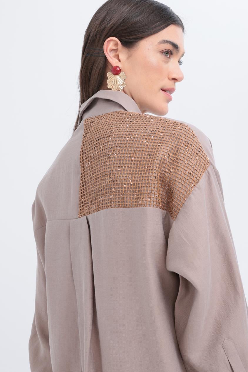 Mink-Shirt Pocket Detailed Shirt Tunic