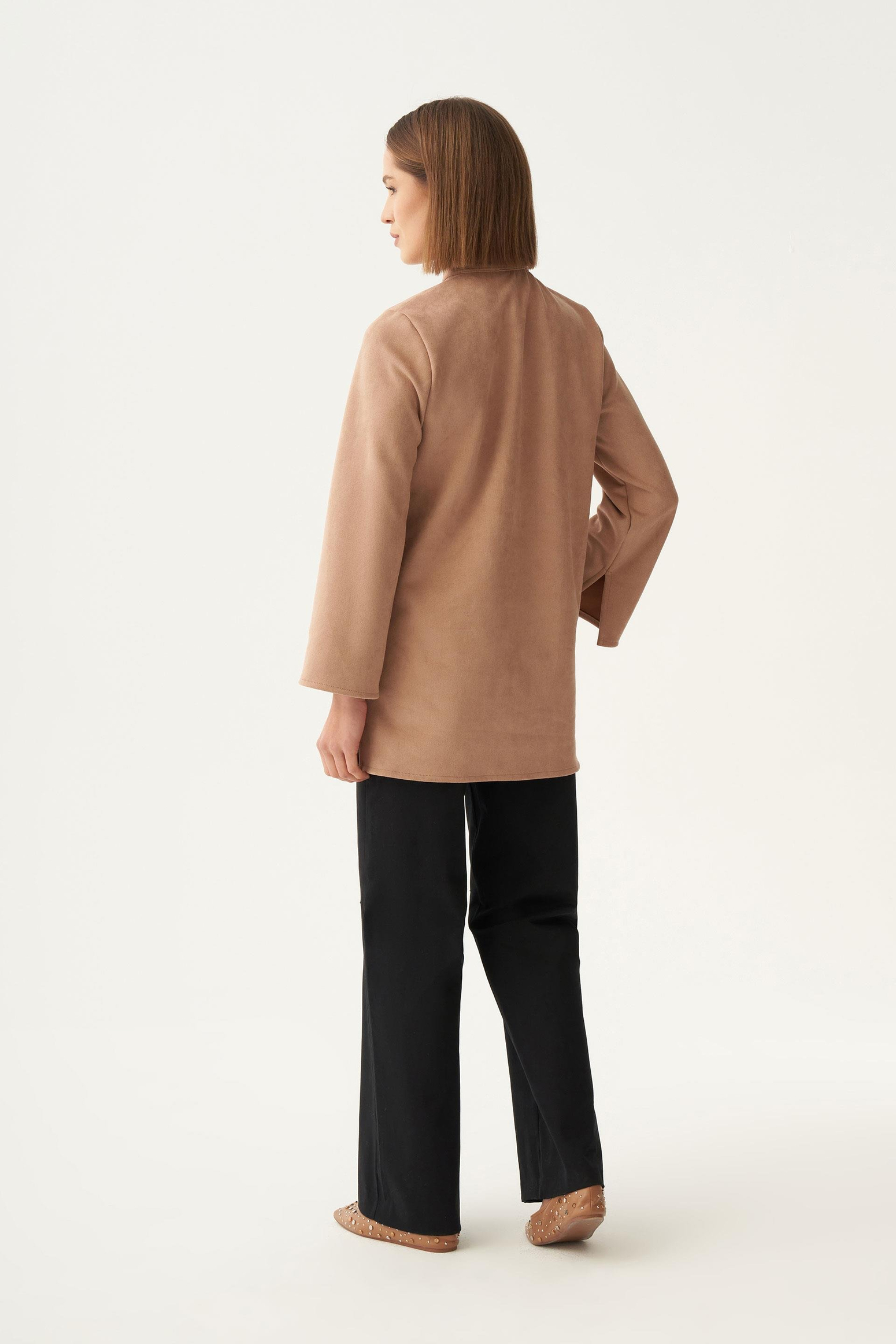 Vizon-Gold Düğmeli Süet Tunik