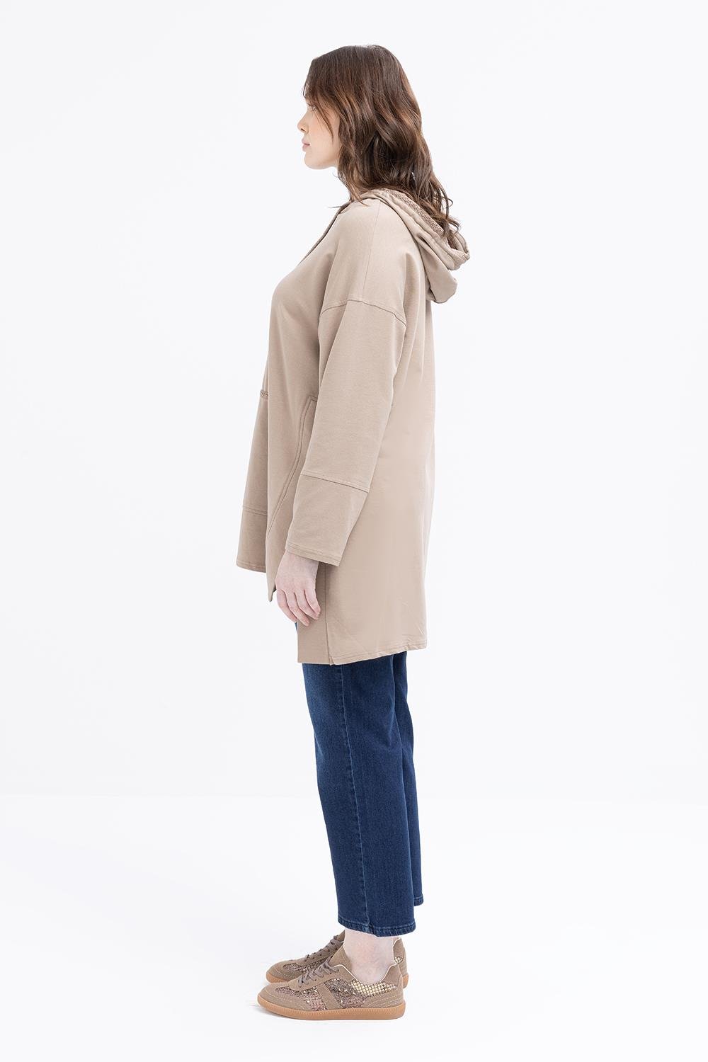 Mink-Hooded Sweat Tunic