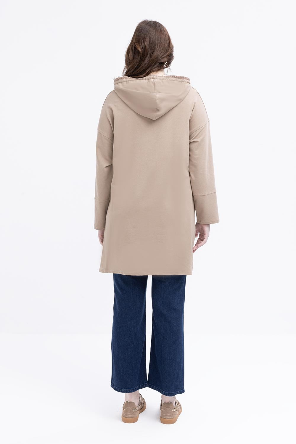 Mink-Hooded Sweat Tunic