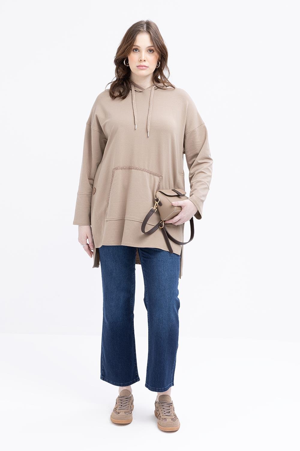 Mink-Hooded Sweat Tunic