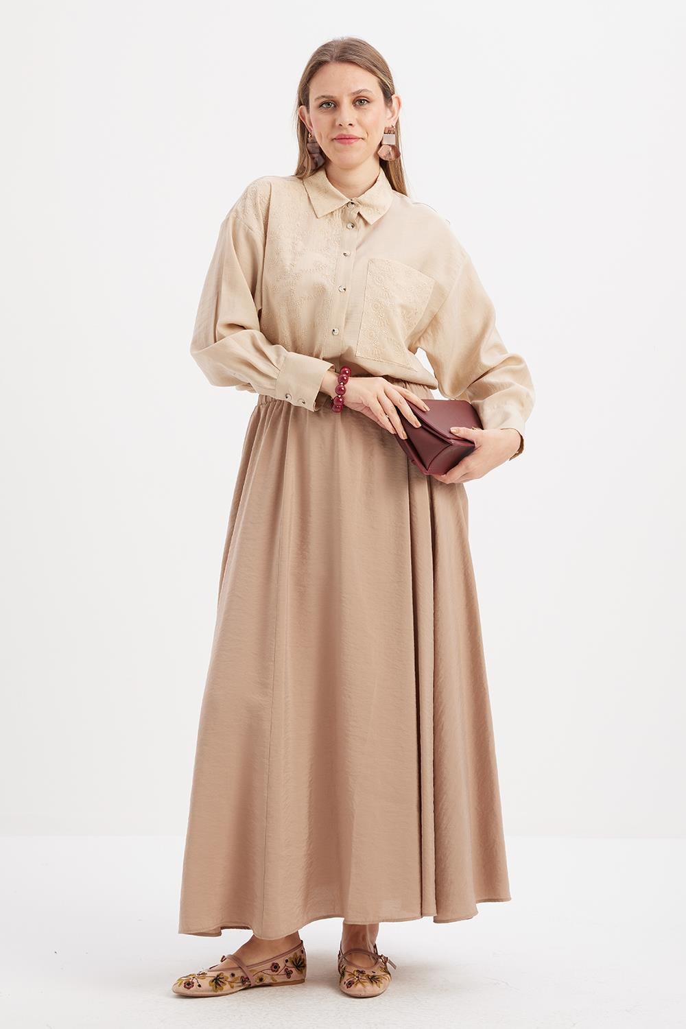 Mink-Patterned Pleated Skirt