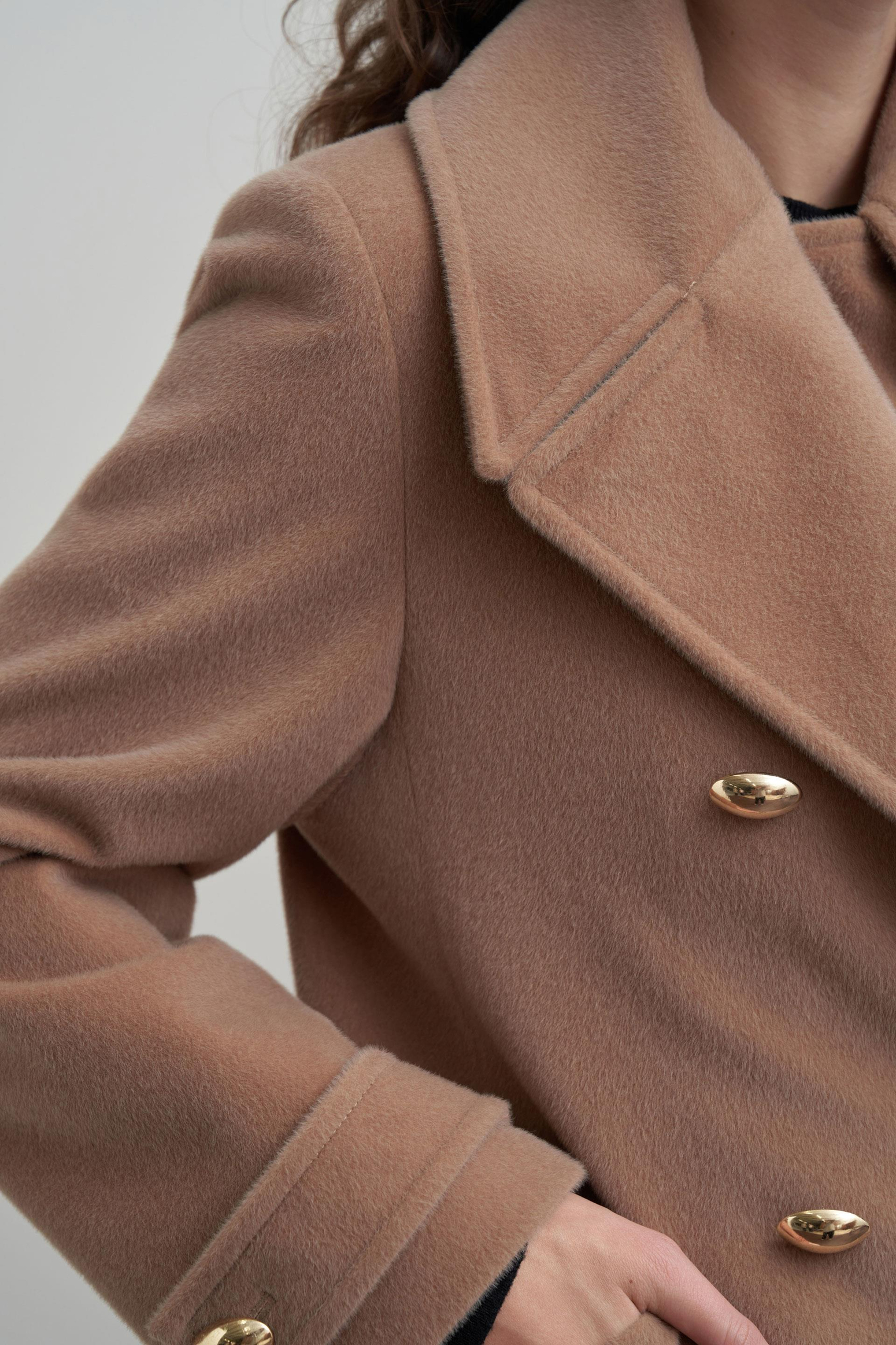 Vizon Melanj-Gold Dügmeli Kaşe Kaban