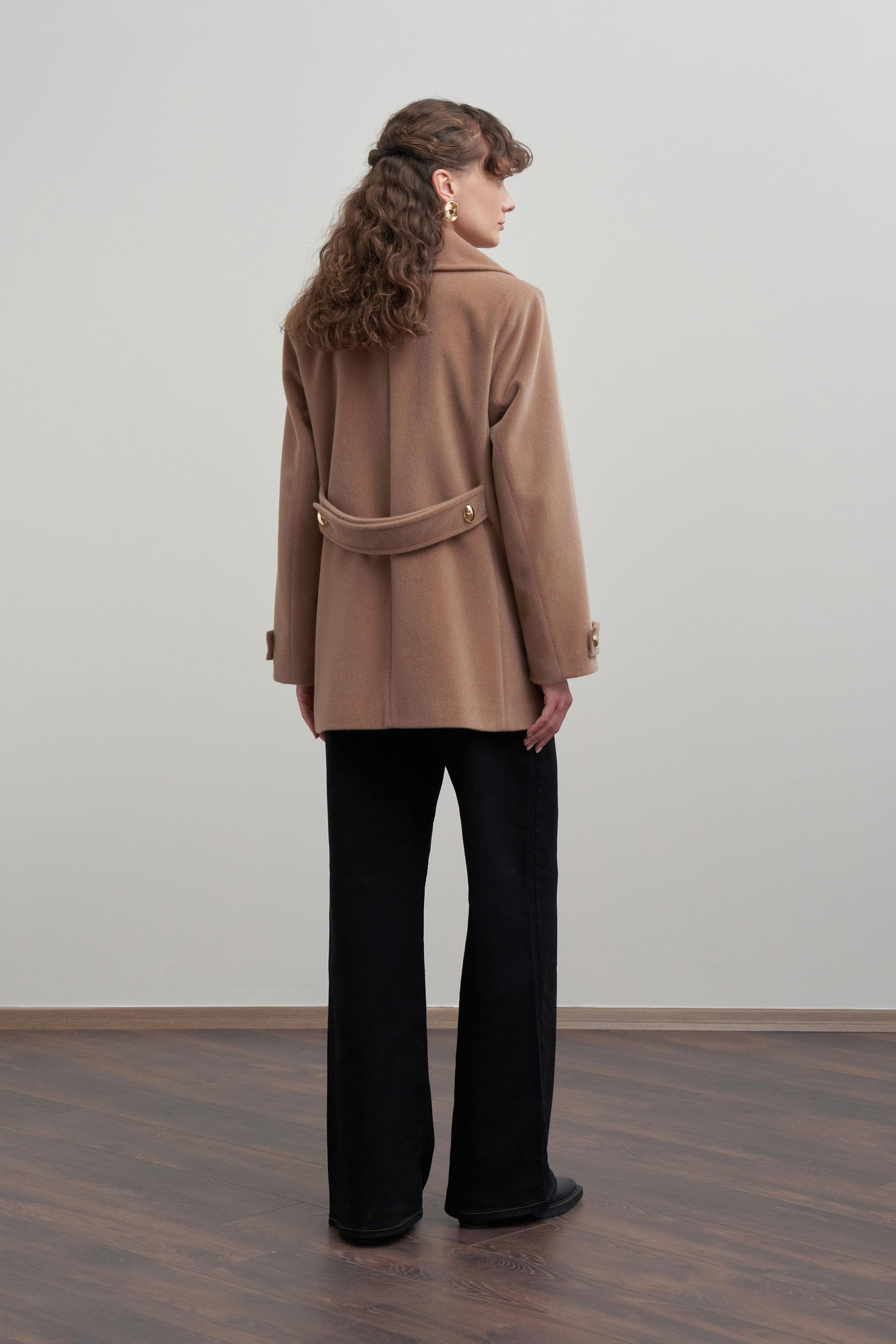 Vizon Melanj-Gold Dügmeli Kaşe Kaban