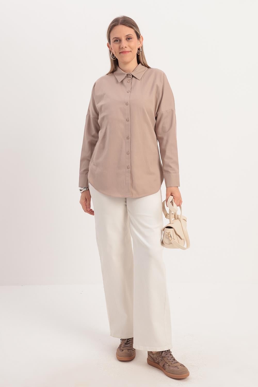 Vizon-Oversize Basic Gömlek