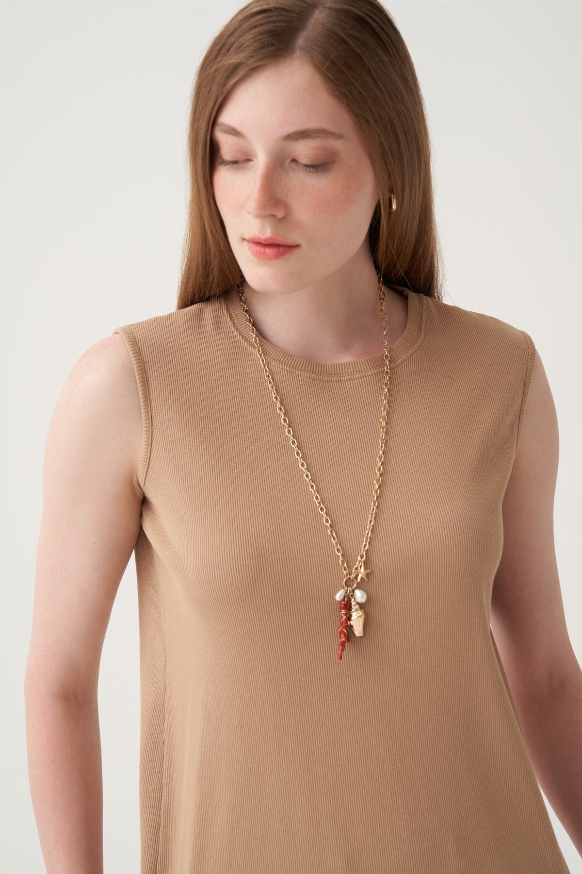 Vizon-Pamuklu Fitilli Kolsuz Likralı T-Shirt