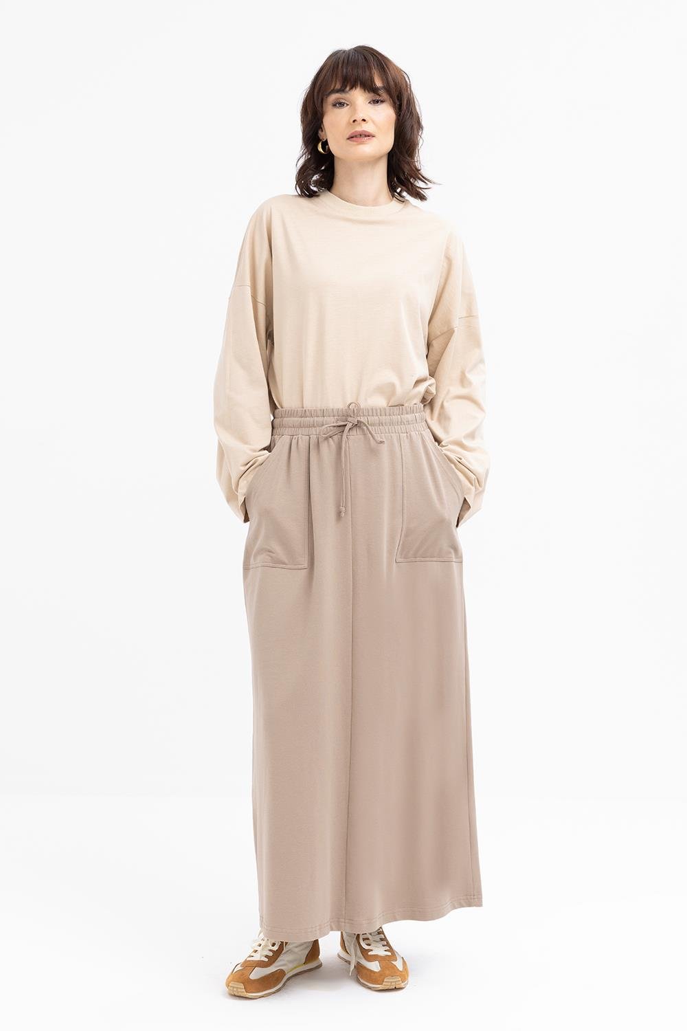 Vizon-Pamuklu İki Cepli Etek