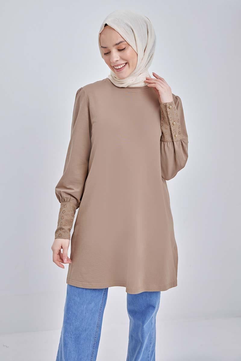 Vizon-Pamuklu Kolları Fisto Detaylı Tunik