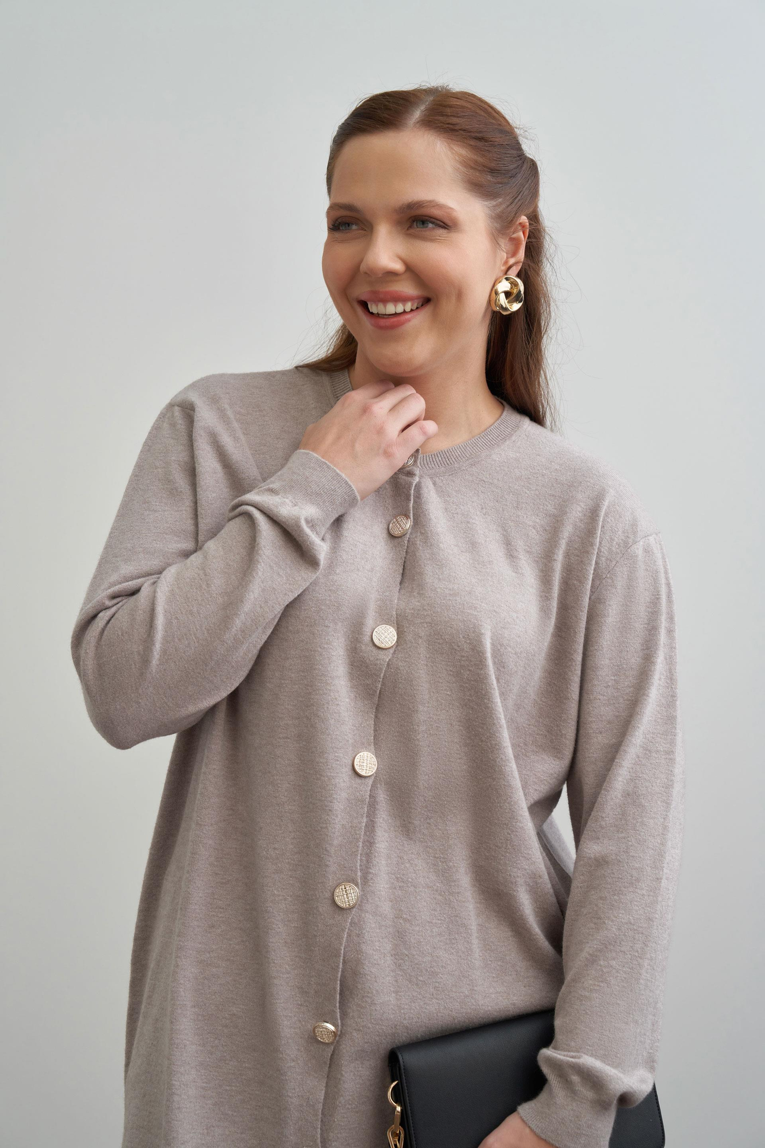 Vizon-Patı Dügmeli Triko Hırka