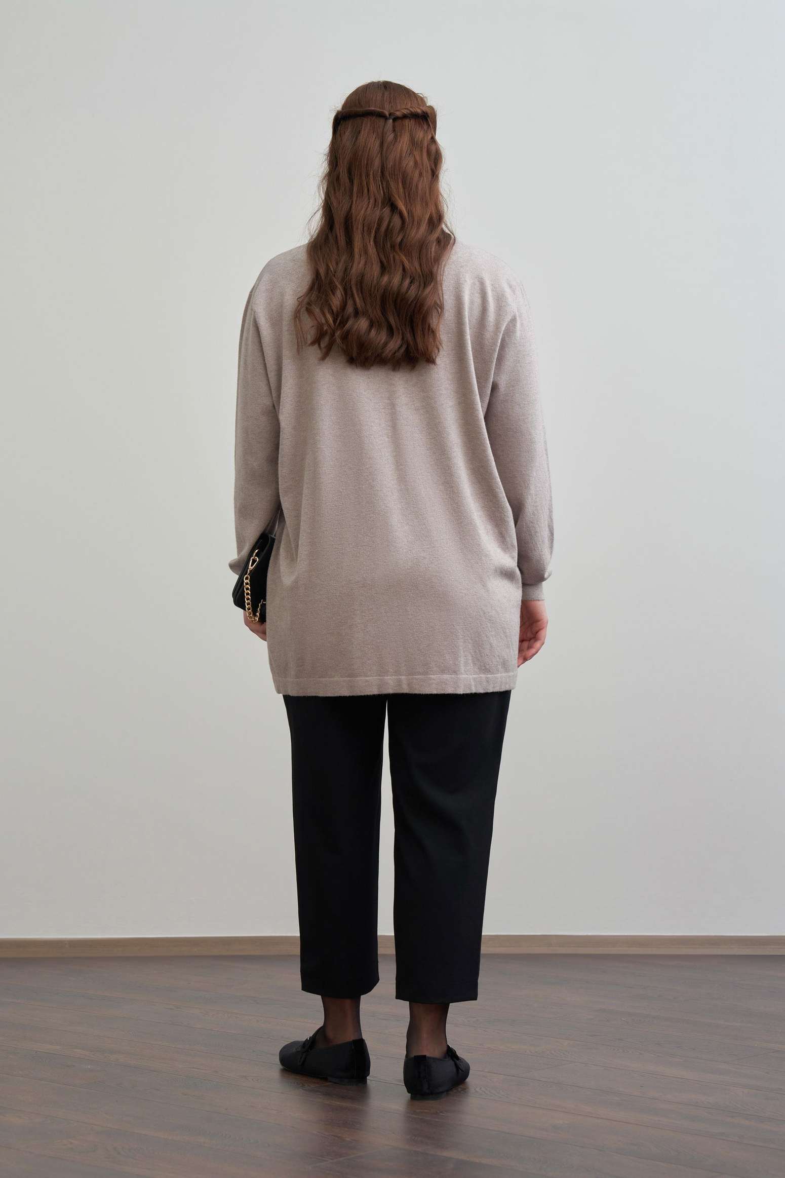 Vizon-Patı Dügmeli Triko Hırka