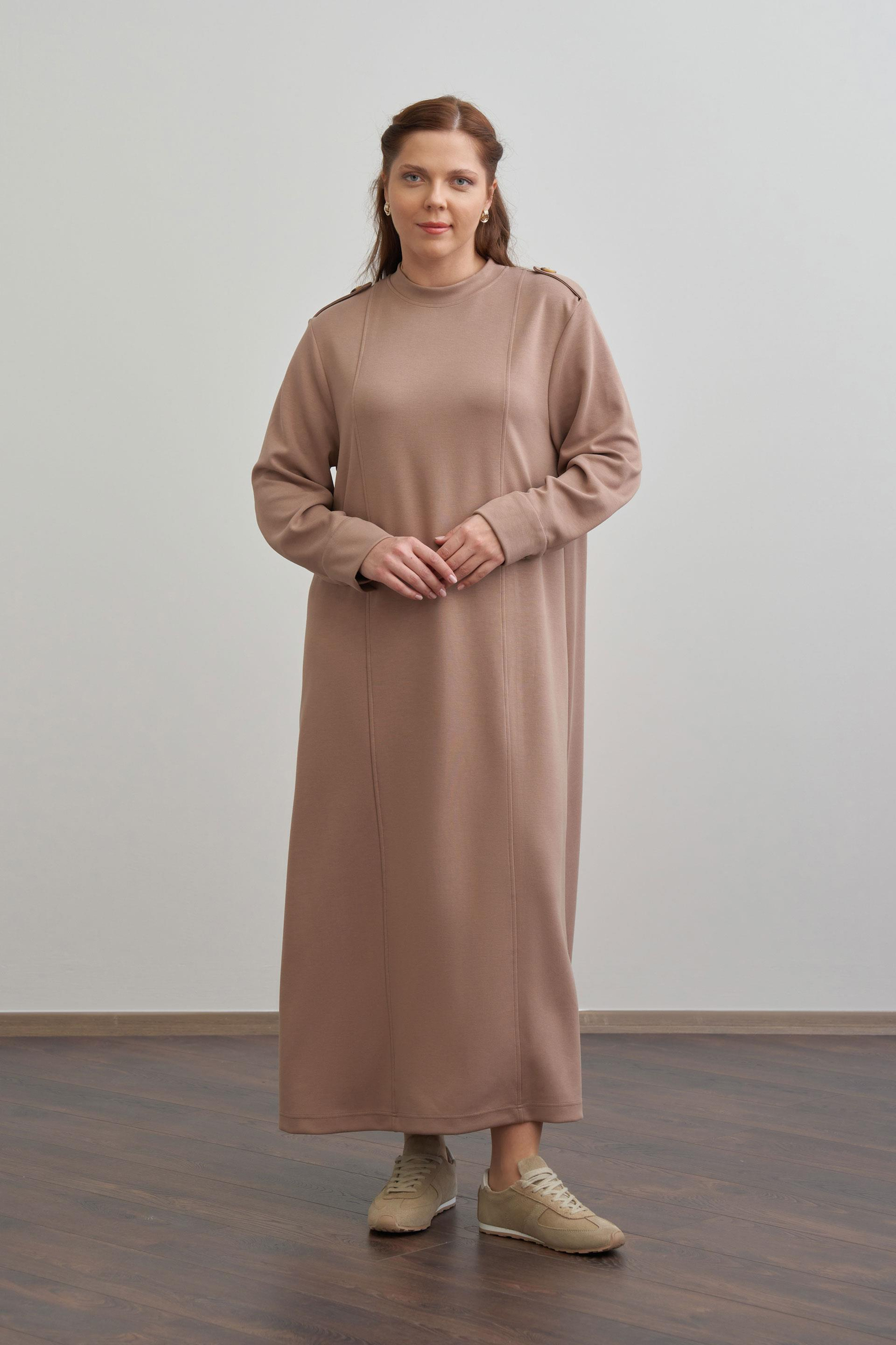 Vizon-Yumuşak Dokulu Apoletli Elbise