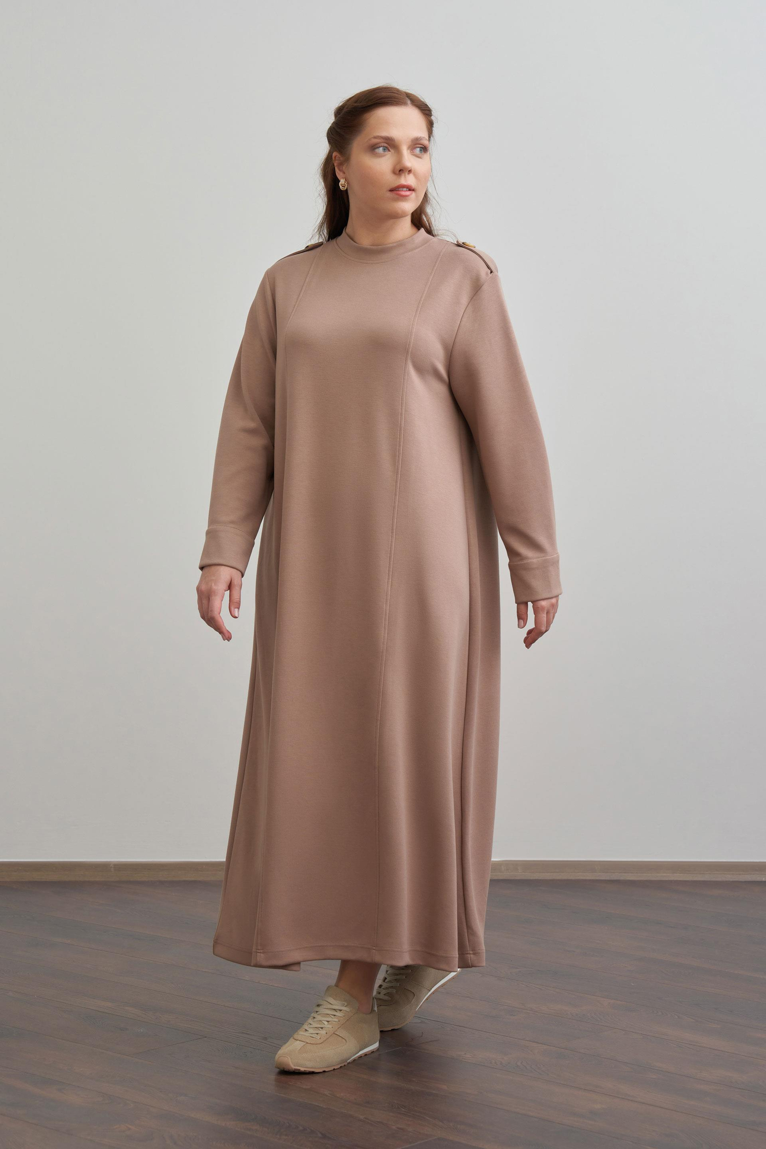 Vizon-Yumuşak Dokulu Apoletli Elbise