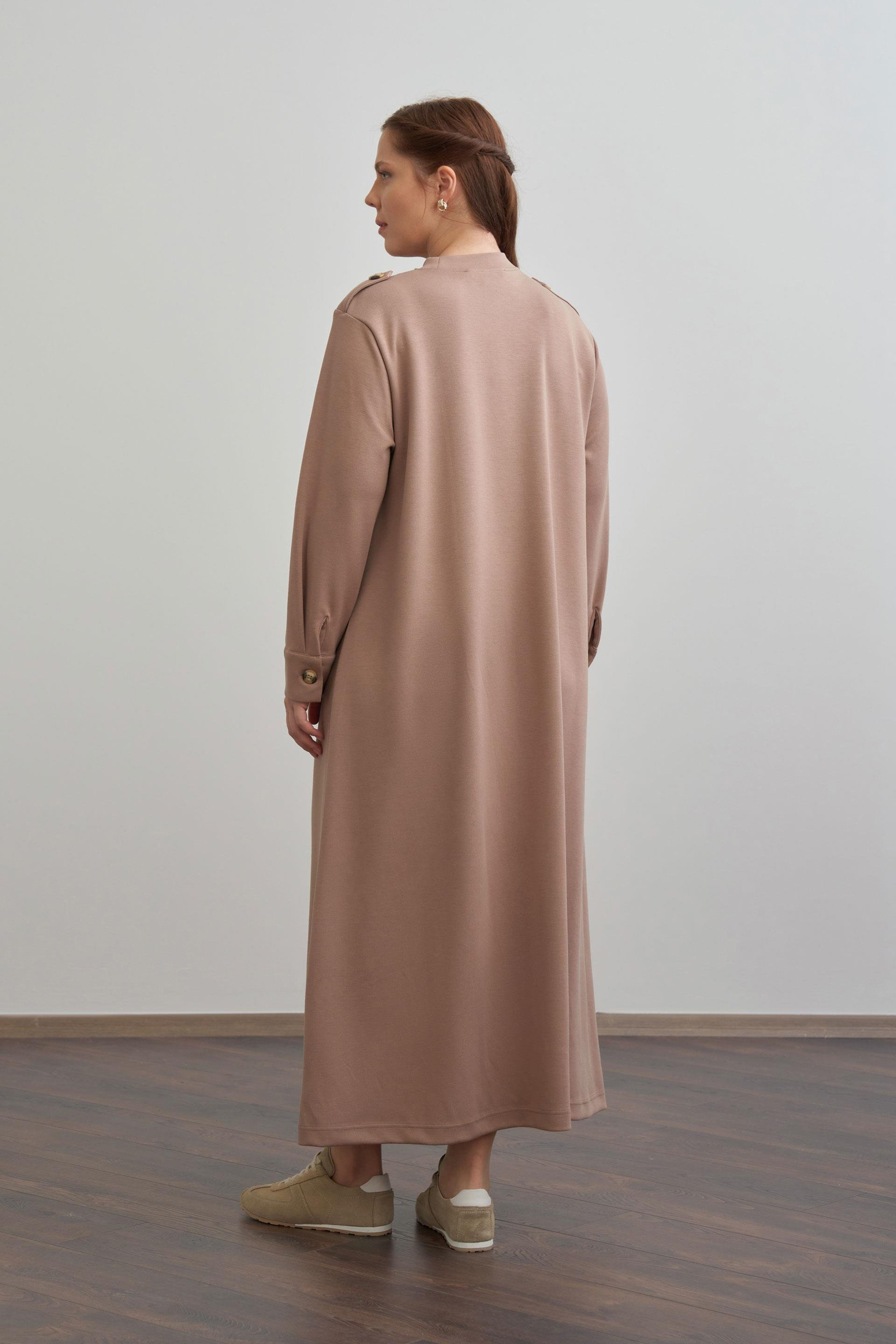 Vizon-Yumuşak Dokulu Apoletli Elbise