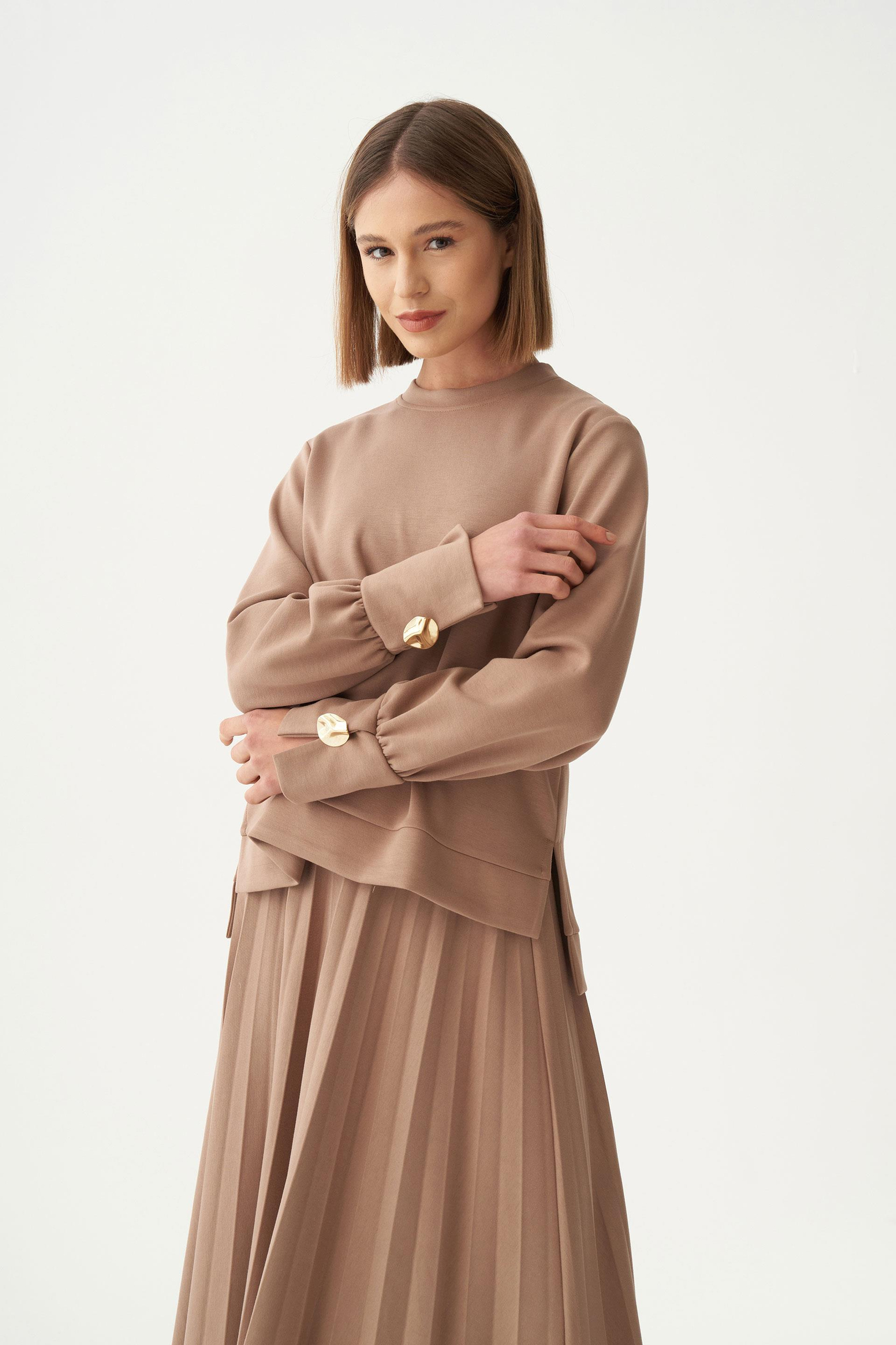 Vizon-Yumuşak Dokulu Pliseli Şık Etekli Takım