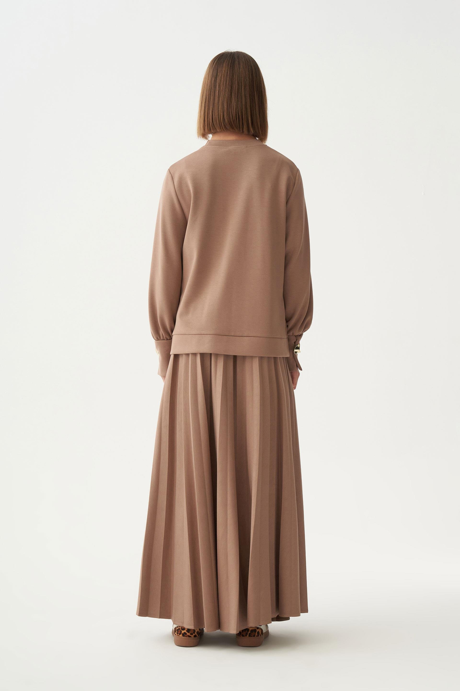 Vizon-Yumuşak Dokulu Pliseli Şık Etekli Takım