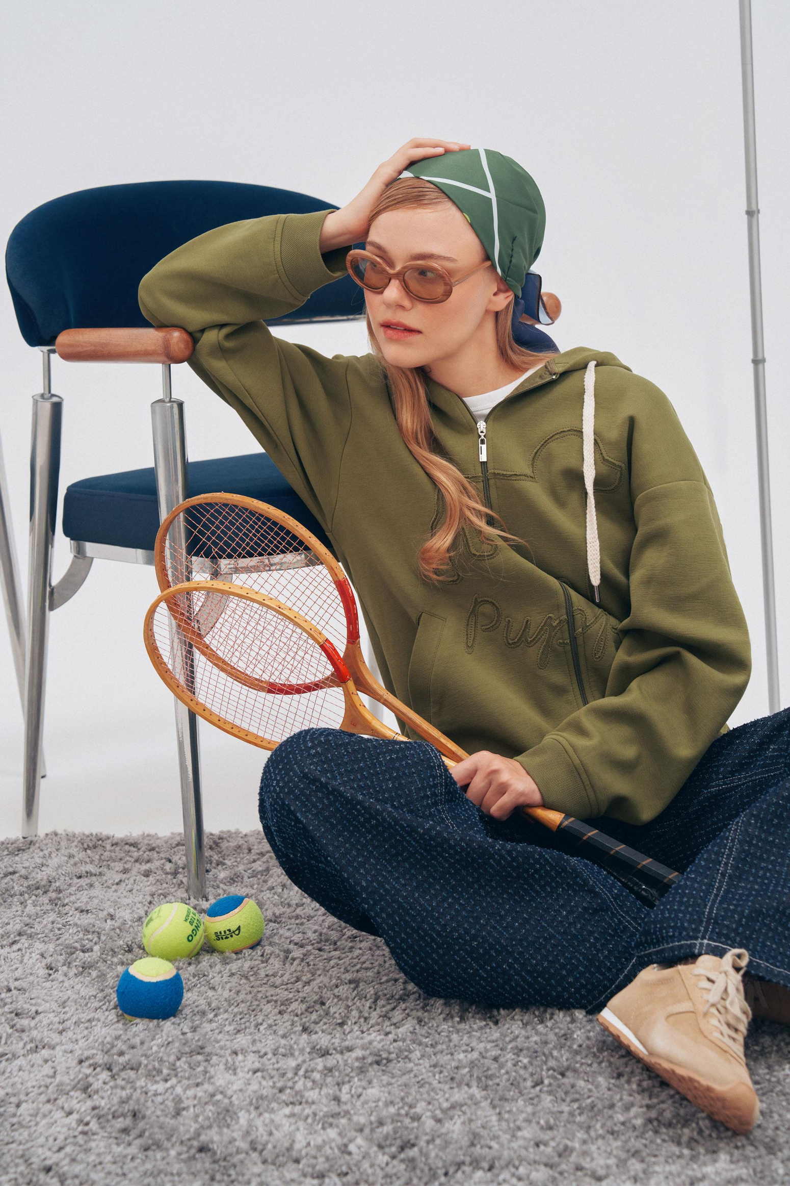 Yağ Yeşili-Kanguru Cep Detaylı Sweatshirt