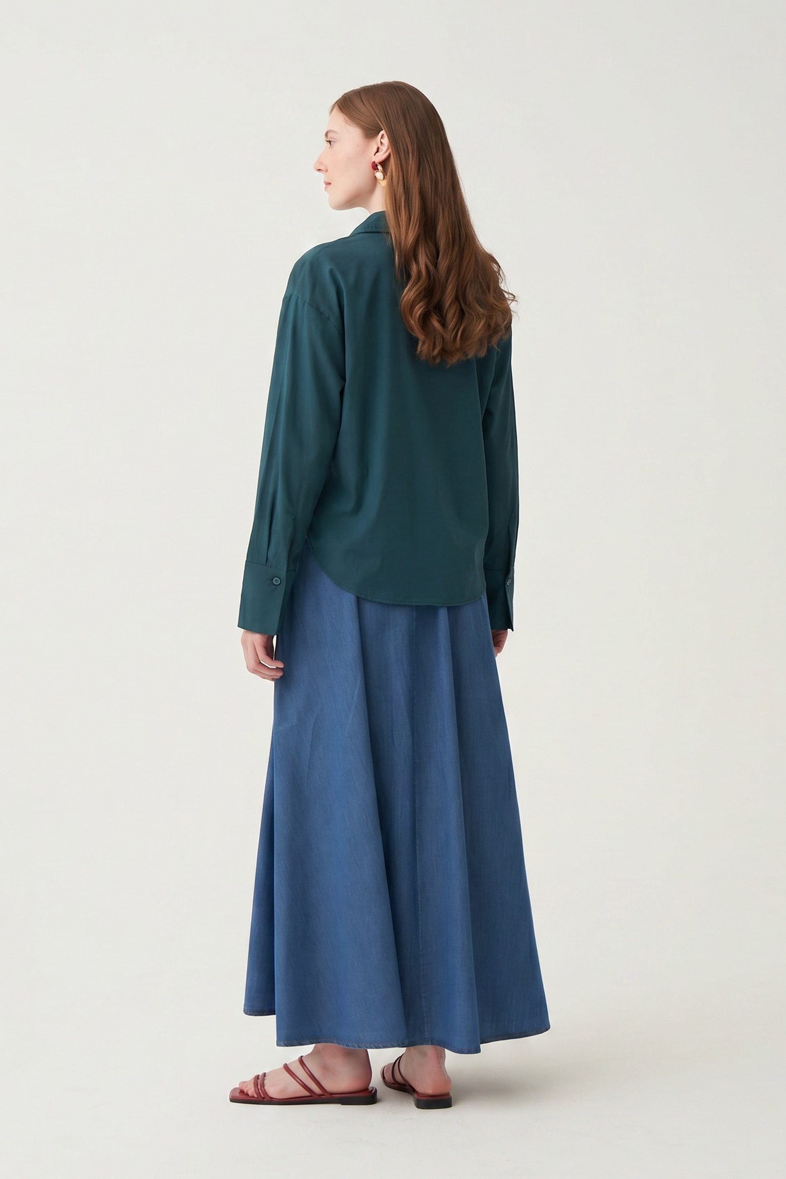 Yeşil-Aplike Detaylı Bluz