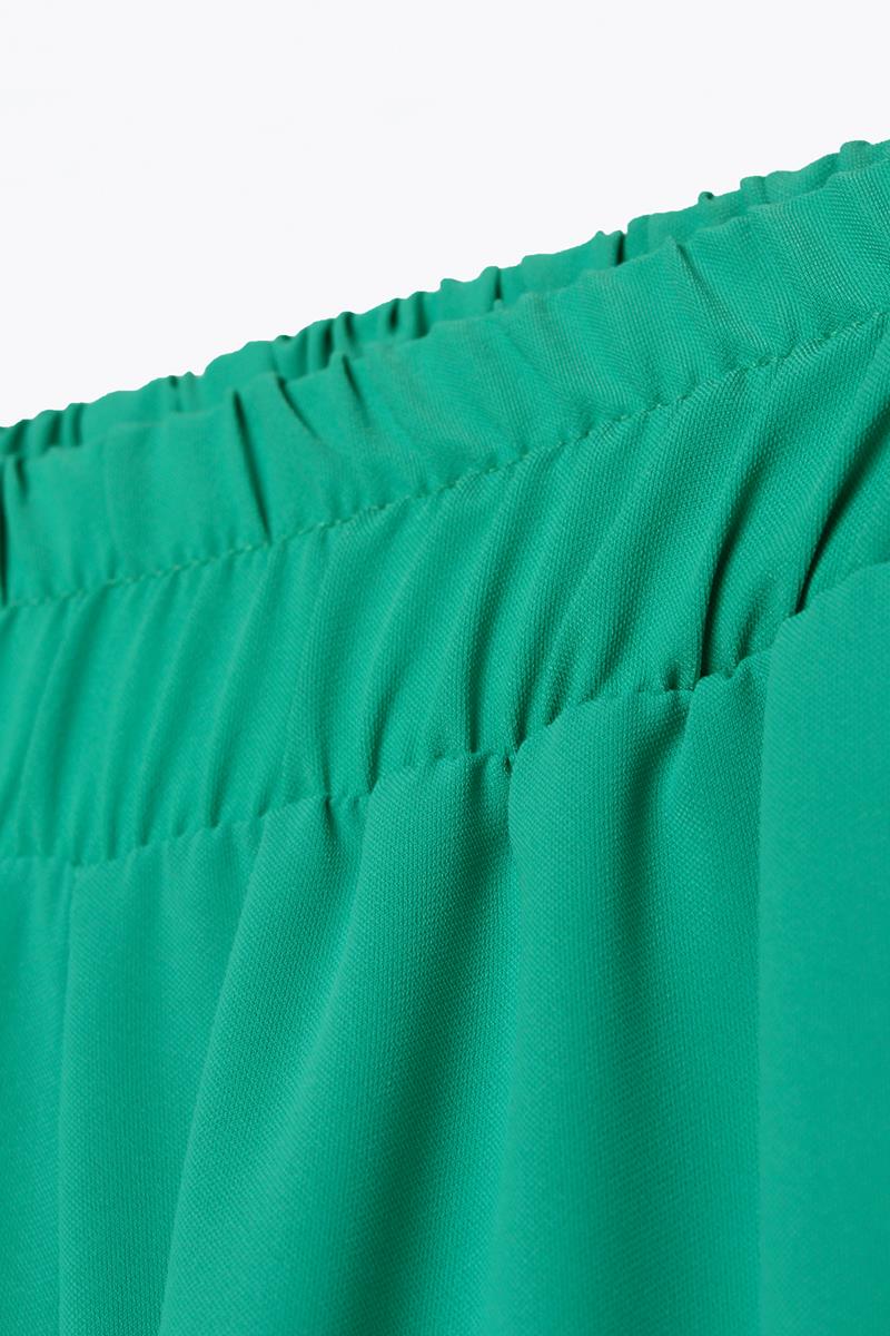 Yeşil-Asimetrik Kesim Tunikli Bol Paça Pantolonlu Salaş Takım