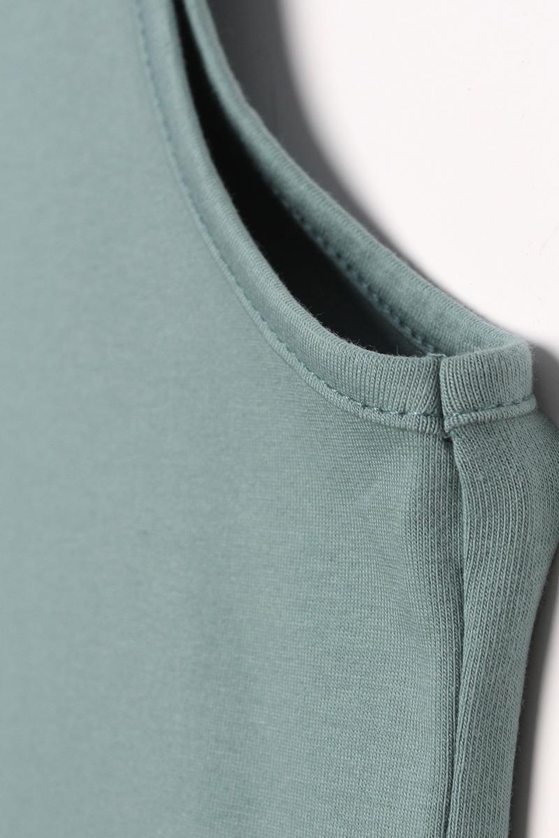 Green-Cotton Collared Sleeveless Tunic